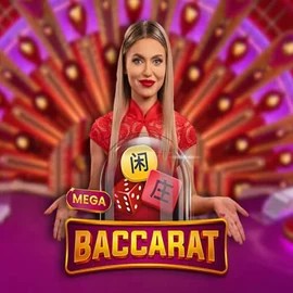 Mega Baccarat slot logo by Pragmatic Play at OnlySpins Casino