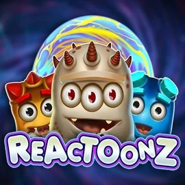 Reactoonz slot logo by Play'n GO at OnlySpins Casino