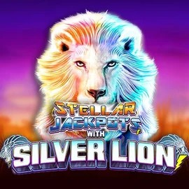 Stellar Jackpots with Silver Lion online game logo by Lightning Box Game on onlyspinskasino.de
